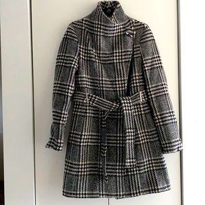 Calvin Klein plaid wool-blend coat, size S